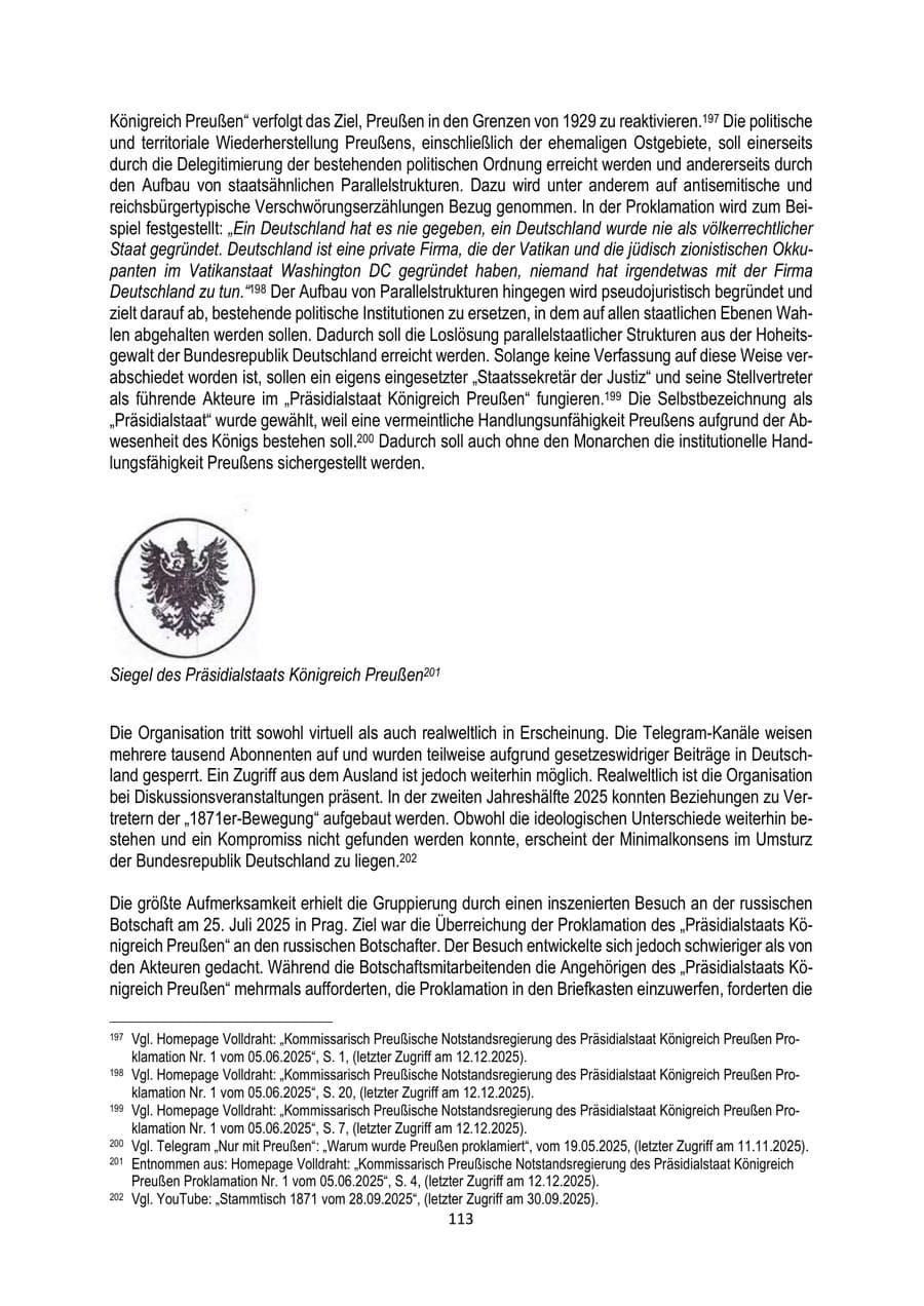 Seite 113 des Verfassungsschutzbericht 2025 Brandenburg