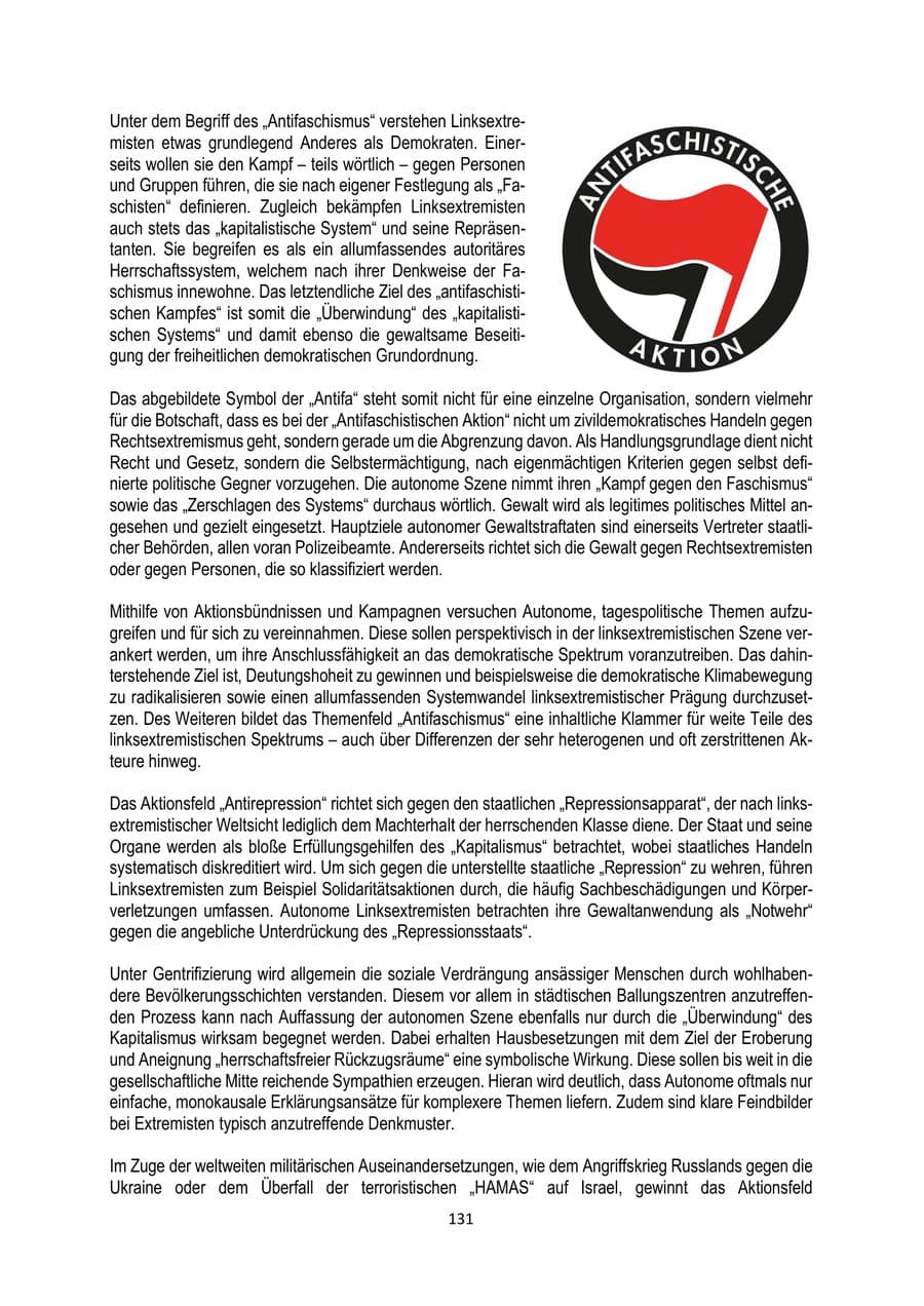 Seite 131 des Verfassungsschutzbericht 2025 Brandenburg