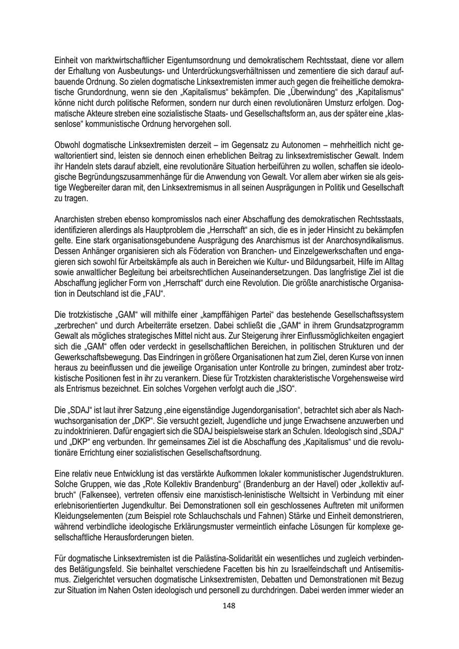 Seite 148 des Verfassungsschutzbericht 2025 Brandenburg