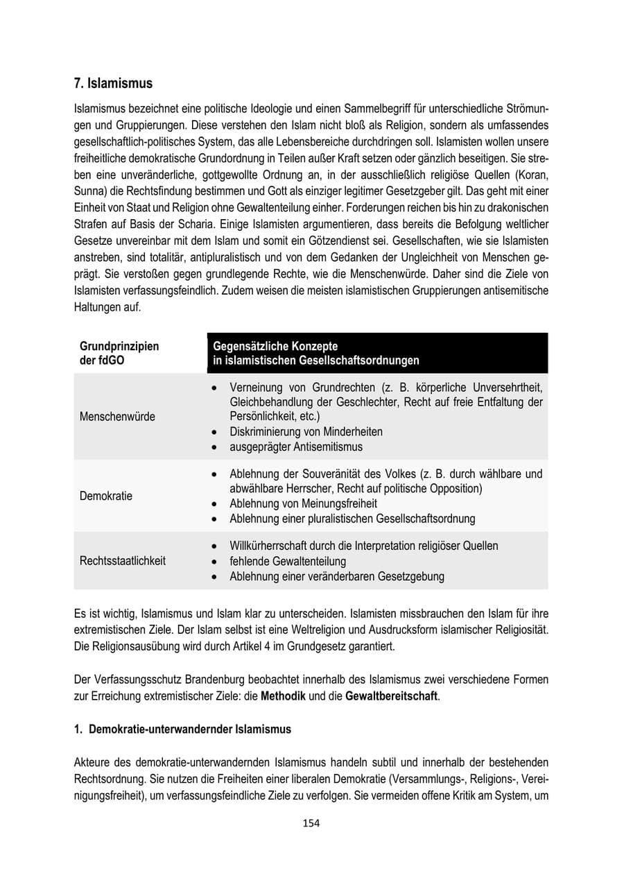 Seite 154 des Verfassungsschutzbericht 2025 Brandenburg