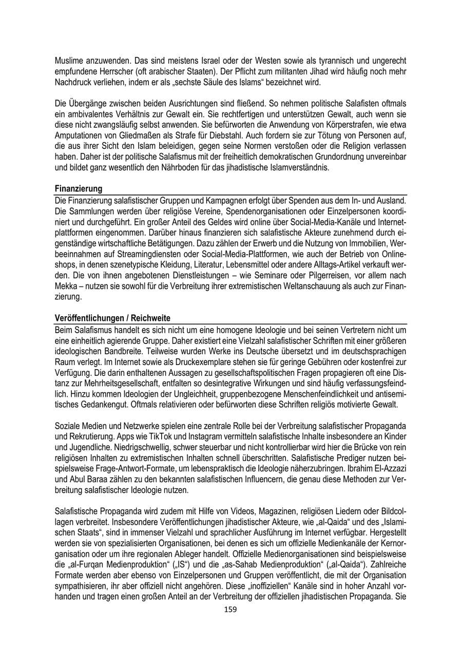 Seite 159 des Verfassungsschutzbericht 2025 Brandenburg