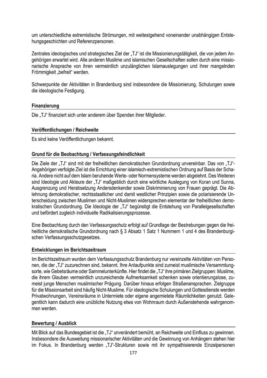 Seite 177 des Verfassungsschutzbericht 2025 Brandenburg