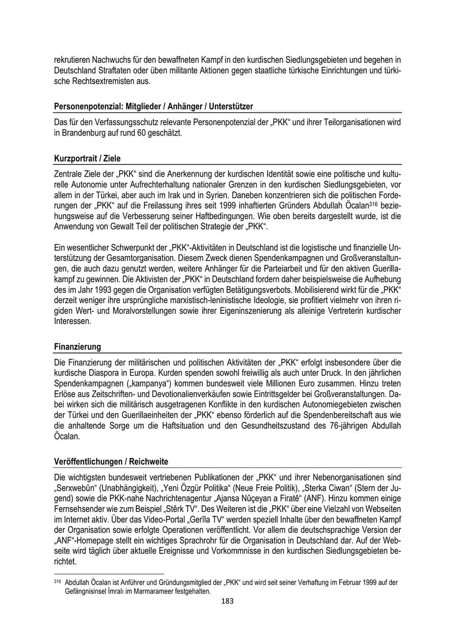 Seite 183 des Verfassungsschutzbericht 2025 Brandenburg