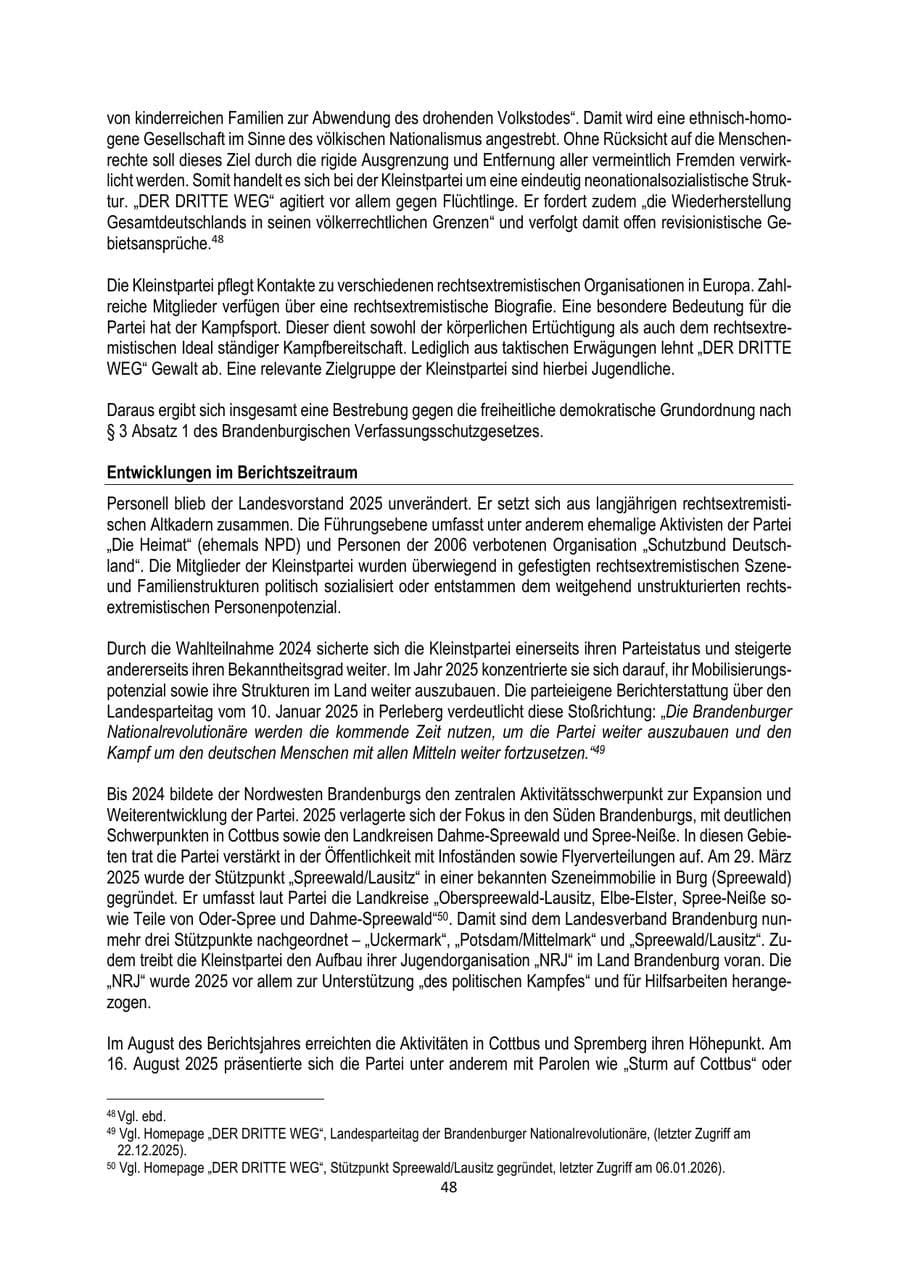 Seite 48 des Verfassungsschutzbericht 2025 Brandenburg