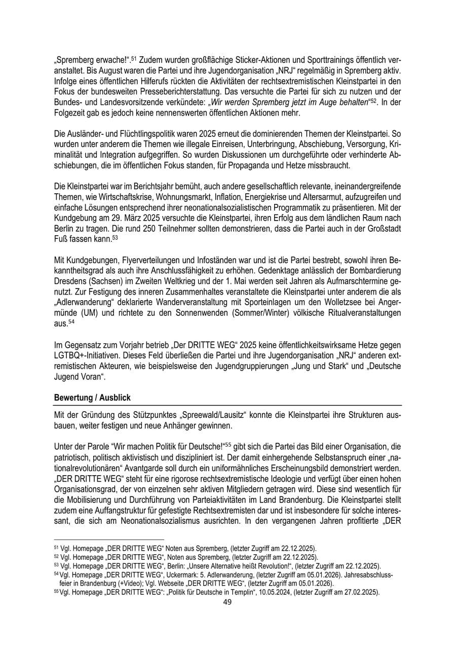 Seite 49 des Verfassungsschutzbericht 2025 Brandenburg