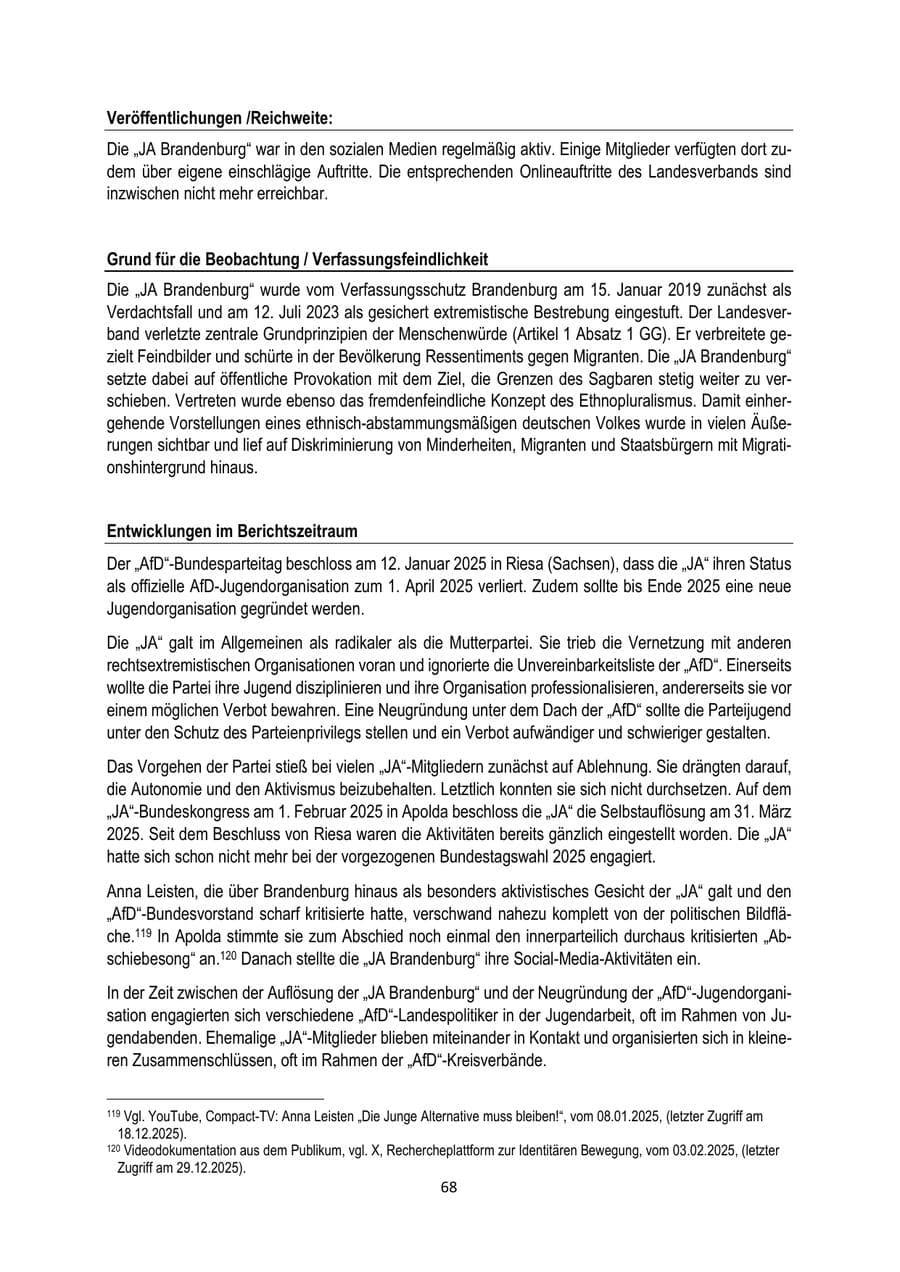 Seite 68 des Verfassungsschutzbericht 2025 Brandenburg