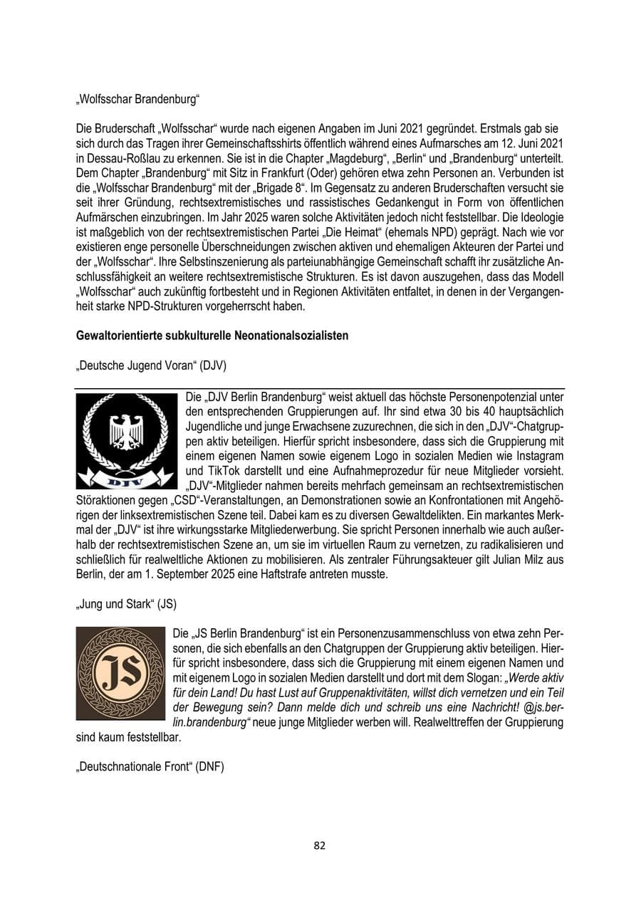 Seite 82 des Verfassungsschutzbericht 2025 Brandenburg