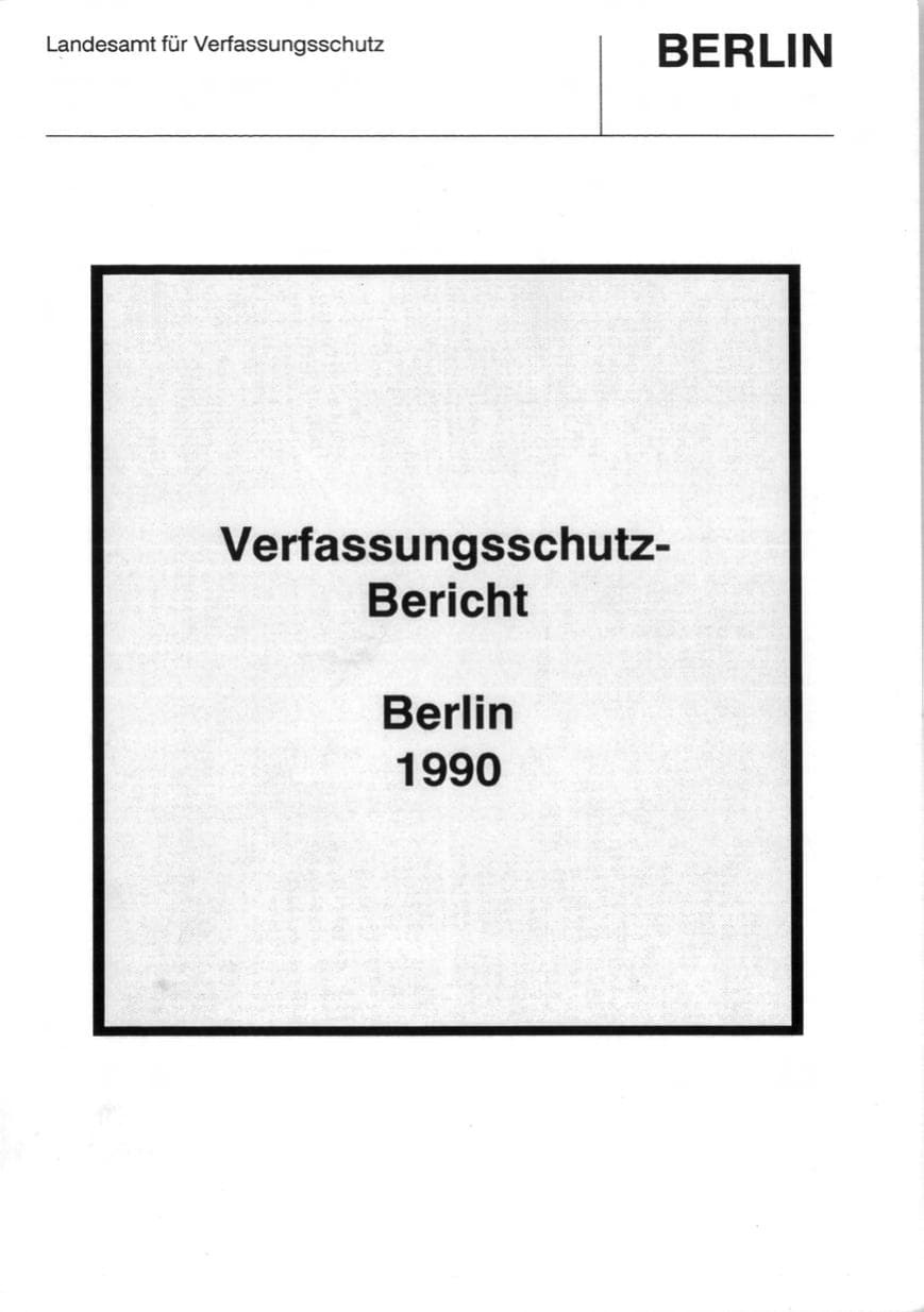 Seite 1 des Verfassungsschutzbericht 1990 Berlin