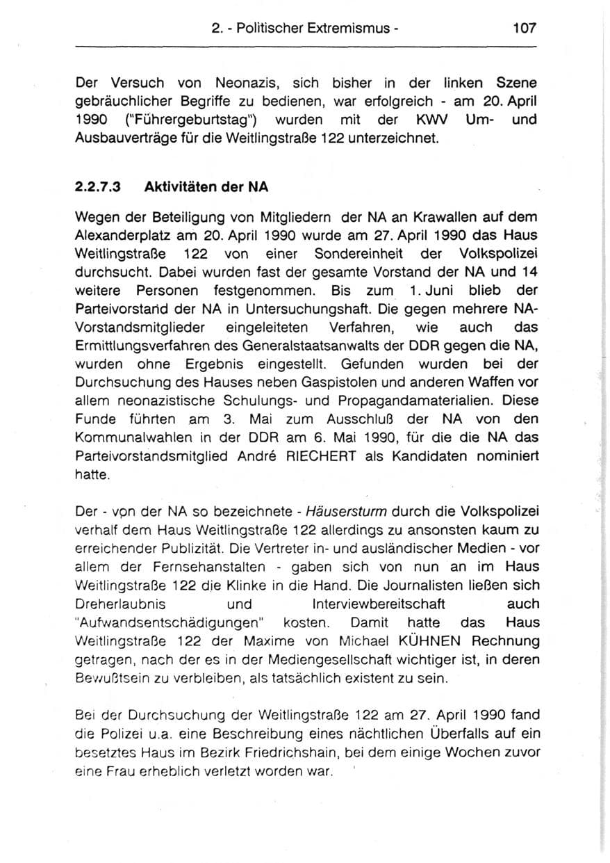 Seite 109 des Verfassungsschutzbericht 1990 Berlin