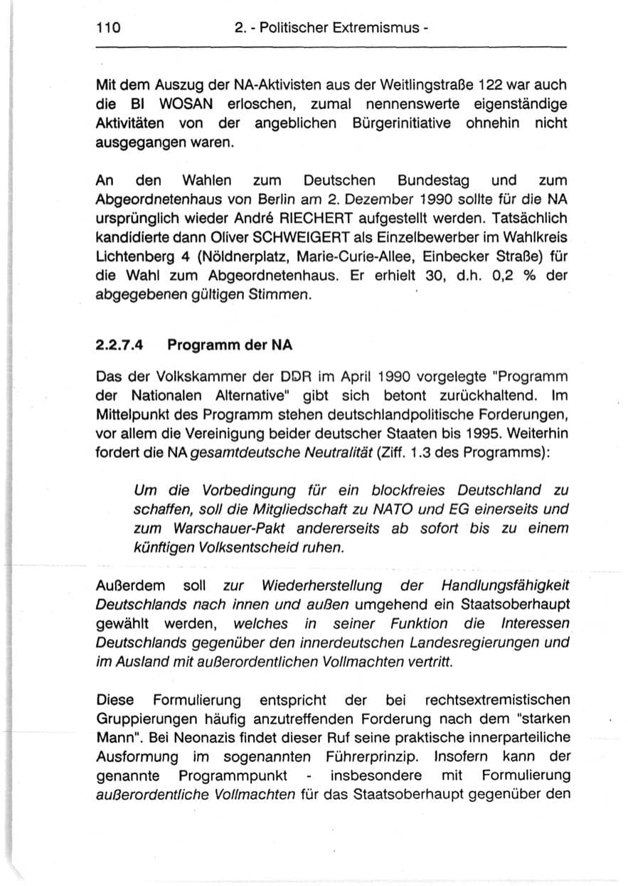 Seite 112 des Verfassungsschutzbericht 1990 Berlin