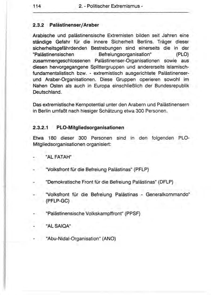Seite 116 des Verfassungsschutzbericht 1990 Berlin