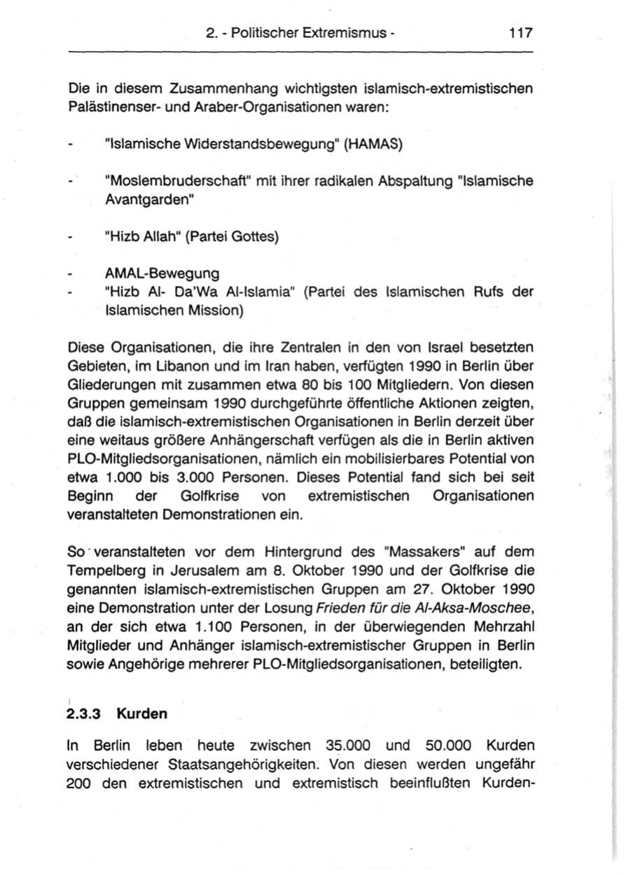 Seite 119 des Verfassungsschutzbericht 1990 Berlin