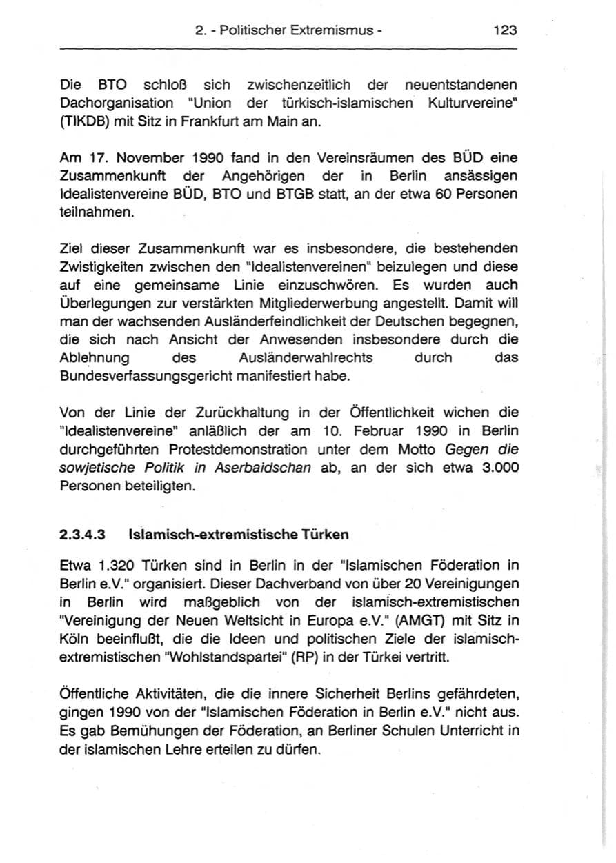 Seite 125 des Verfassungsschutzbericht 1990 Berlin