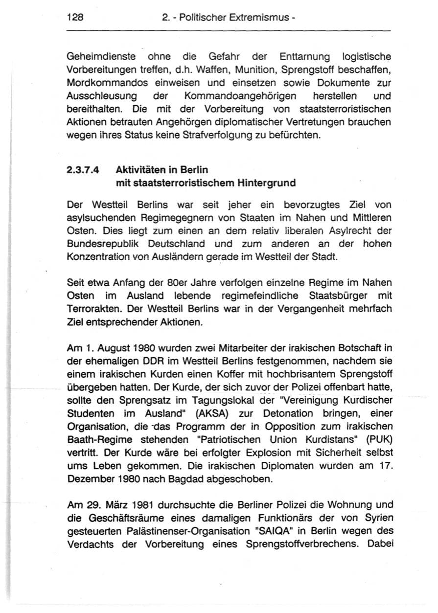 Seite 130 des Verfassungsschutzbericht 1990 Berlin