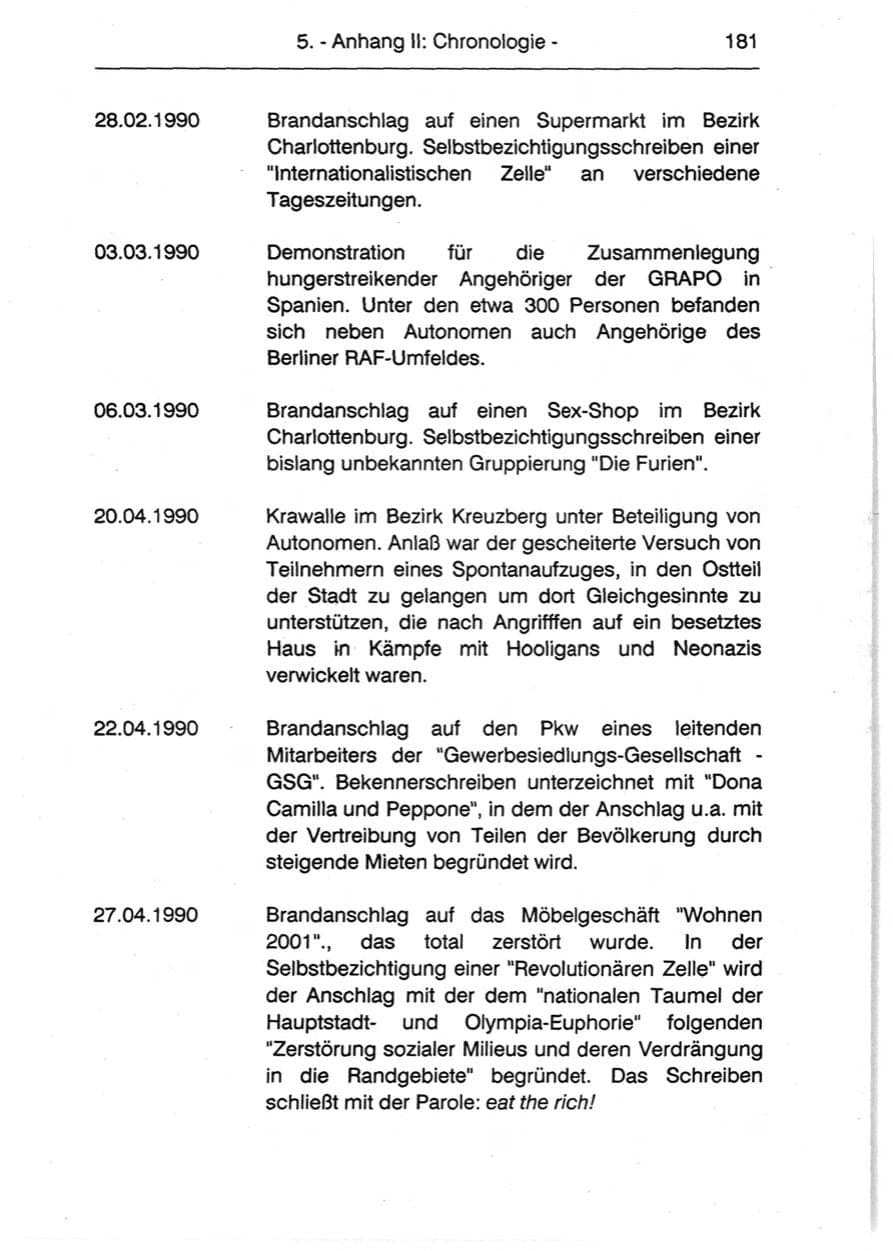 Seite 183 des Verfassungsschutzbericht 1990 Berlin
