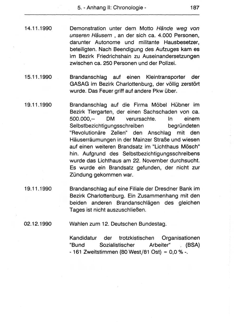 Seite 189 des Verfassungsschutzbericht 1990 Berlin