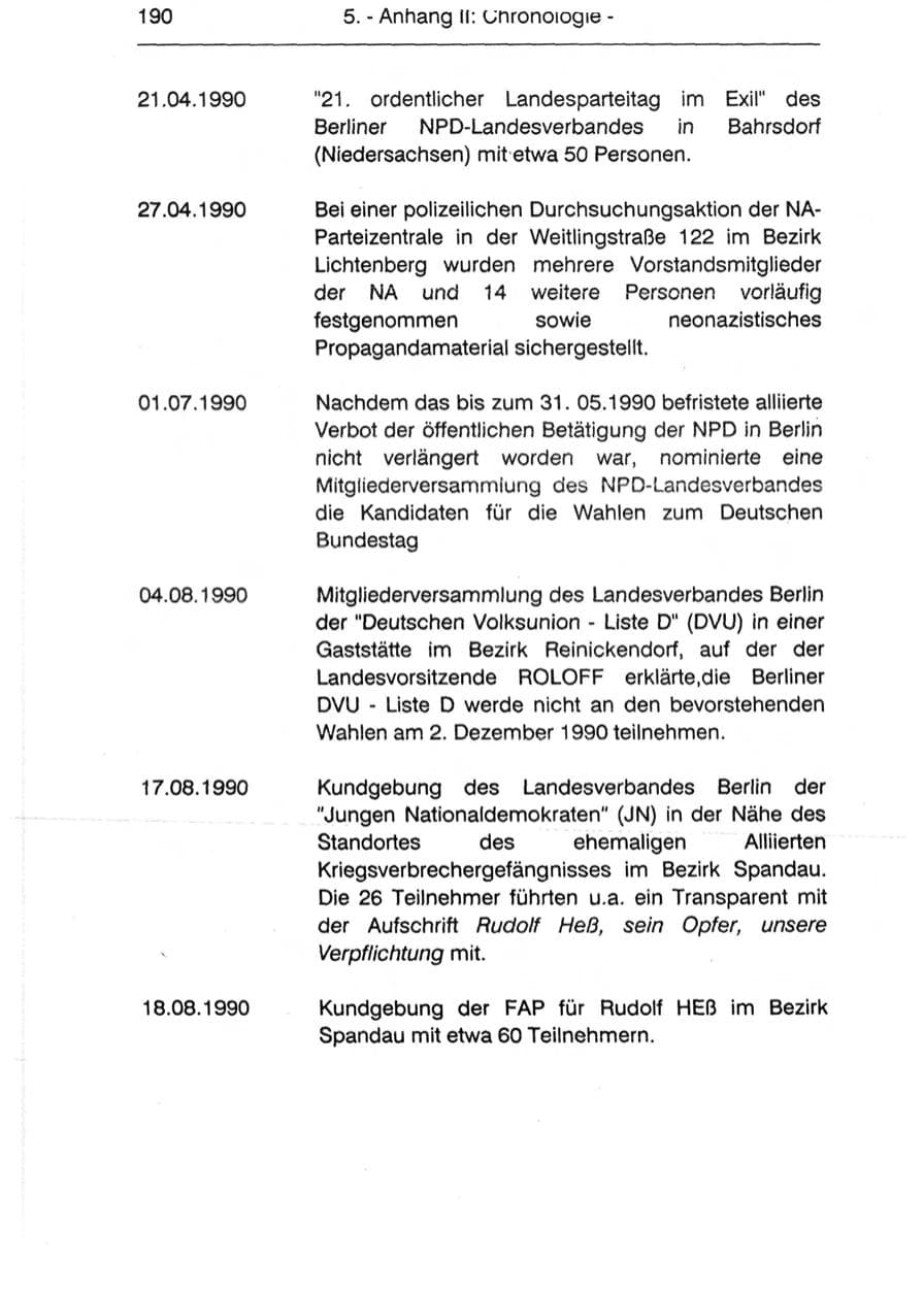 Seite 192 des Verfassungsschutzbericht 1990 Berlin