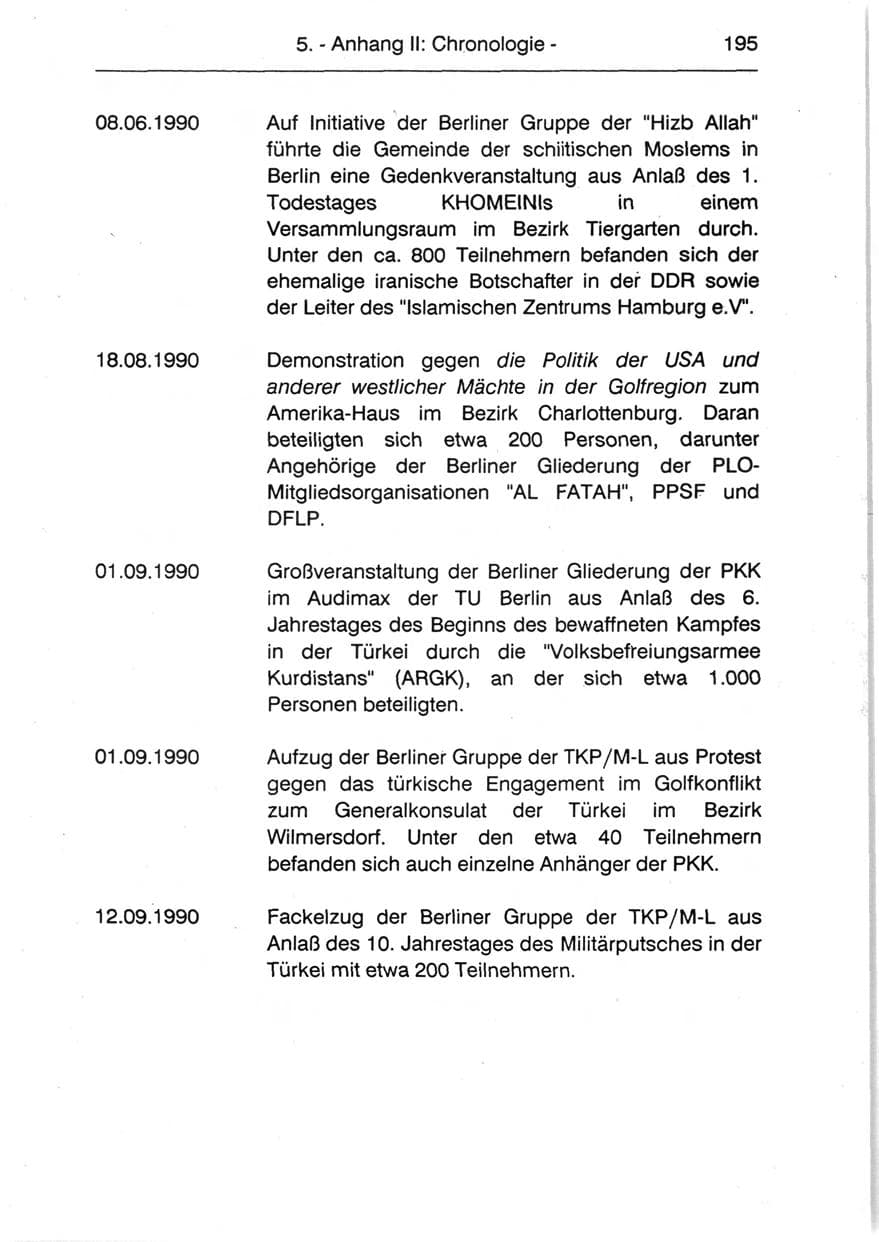 Seite 197 des Verfassungsschutzbericht 1990 Berlin