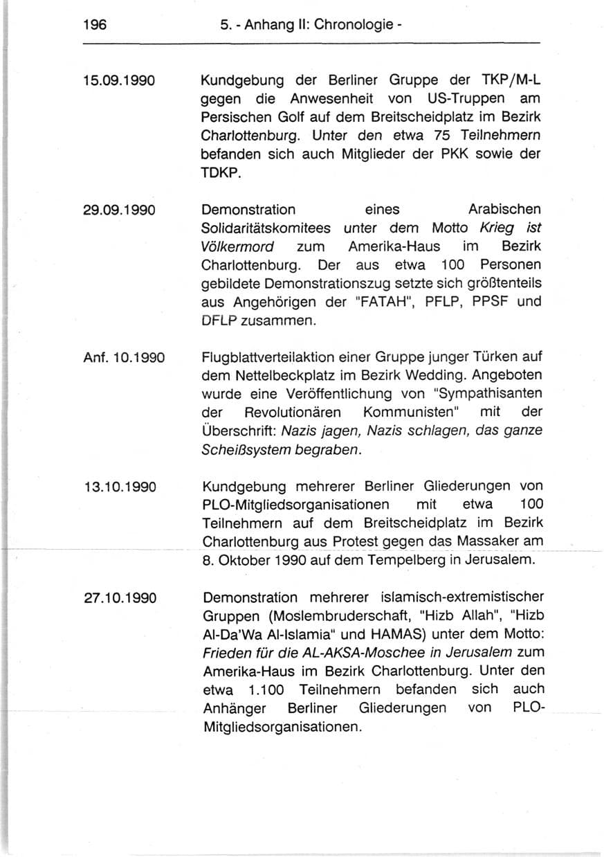 Seite 198 des Verfassungsschutzbericht 1990 Berlin