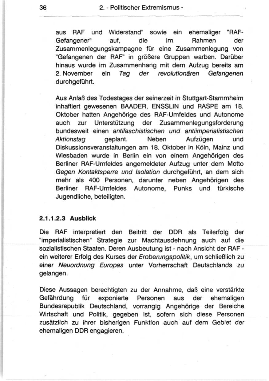 Seite 38 des Verfassungsschutzbericht 1990 Berlin