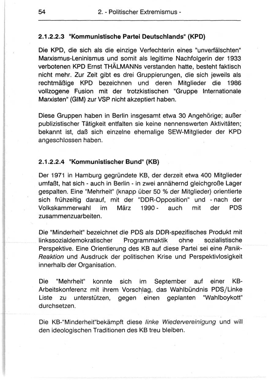 Seite 56 des Verfassungsschutzbericht 1990 Berlin
