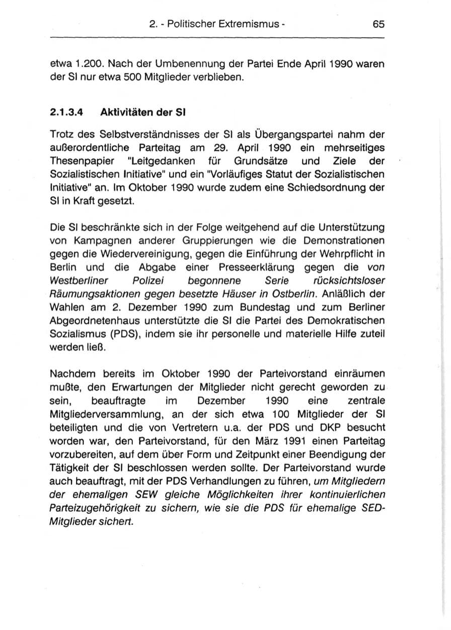 Seite 67 des Verfassungsschutzbericht 1990 Berlin