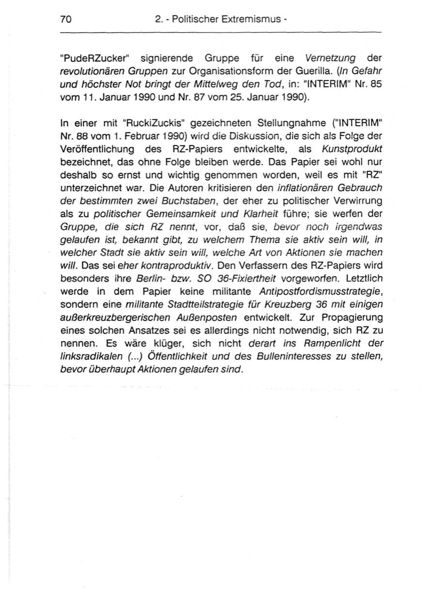 Seite 72 des Verfassungsschutzbericht 1990 Berlin