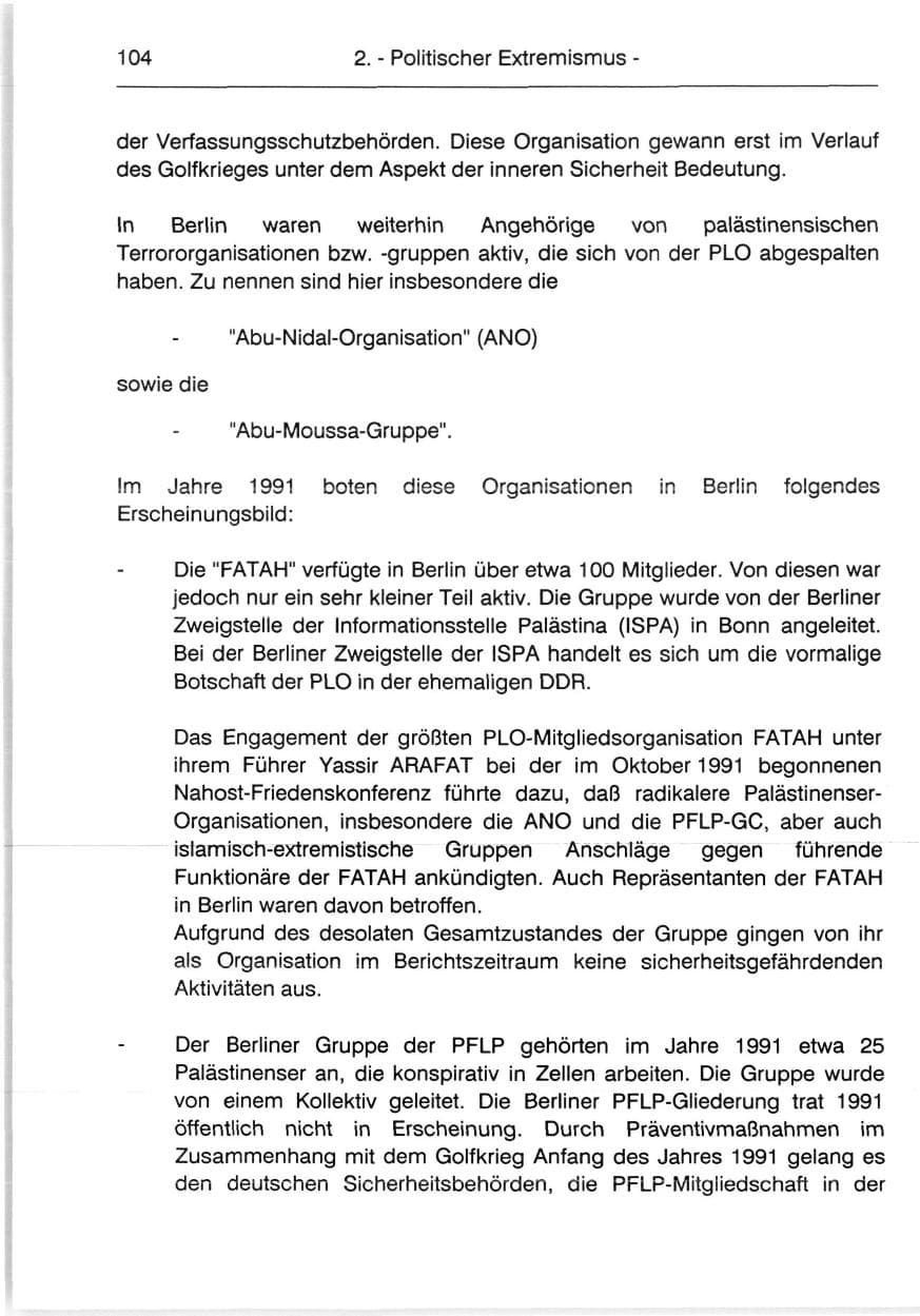 Seite 106 des Verfassungsschutzbericht 1991 Berlin