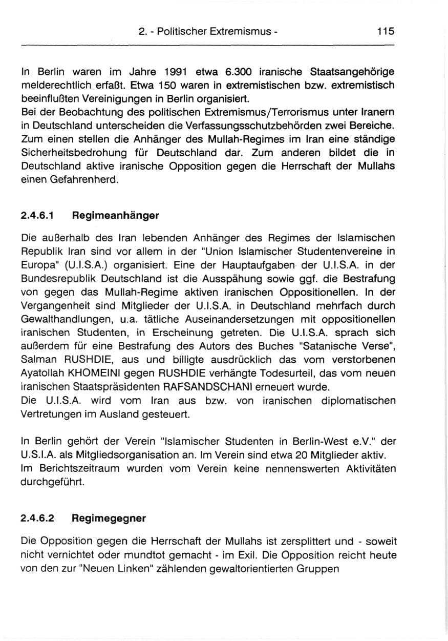 Seite 117 des Verfassungsschutzbericht 1991 Berlin