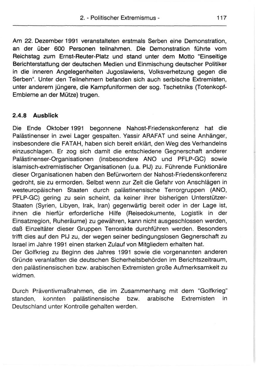 Seite 119 des Verfassungsschutzbericht 1991 Berlin