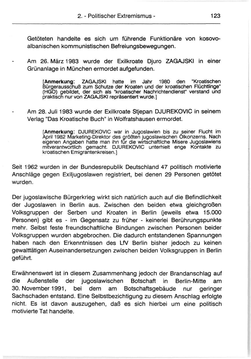 Seite 125 des Verfassungsschutzbericht 1991 Berlin