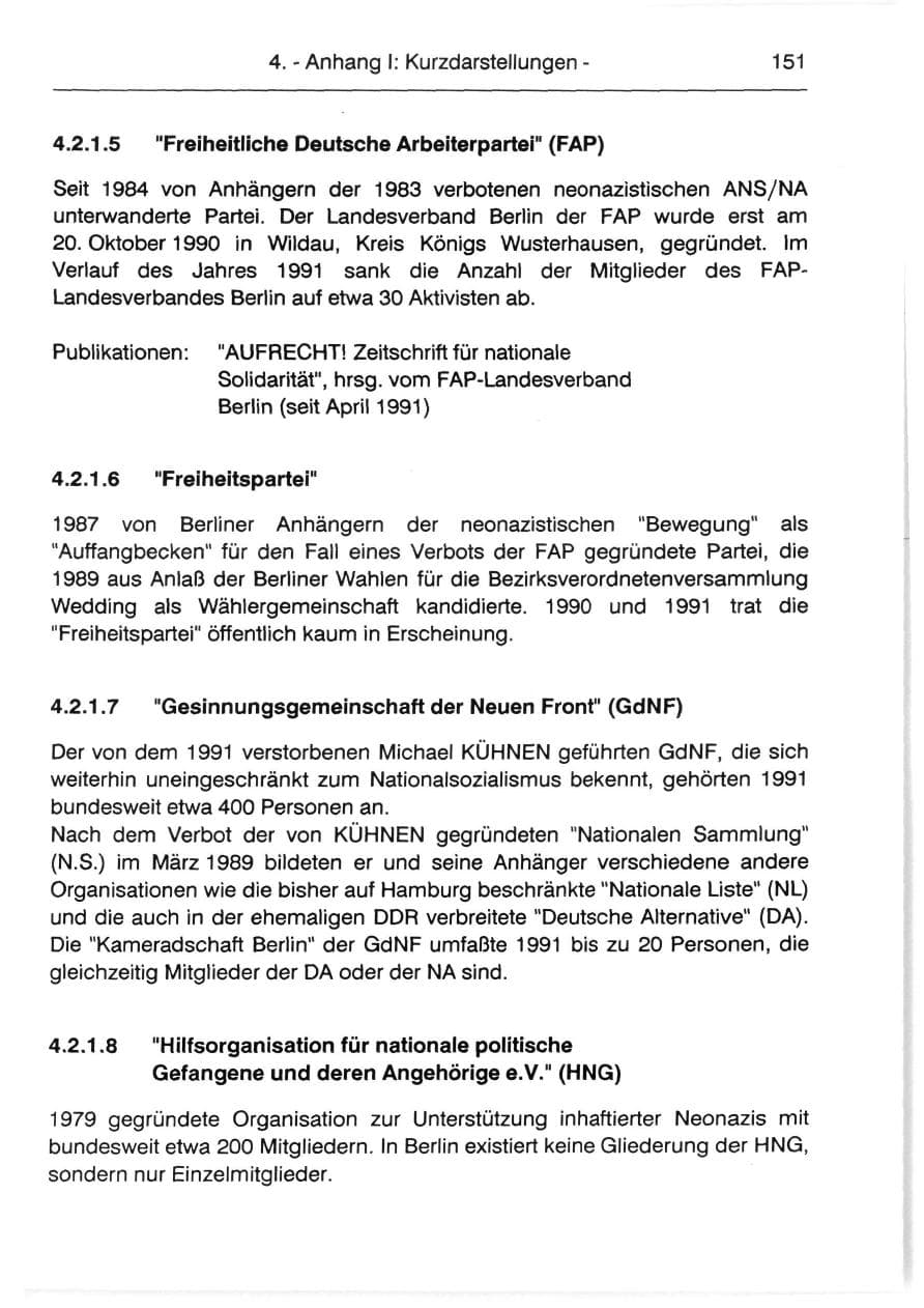 Seite 153 des Verfassungsschutzbericht 1991 Berlin