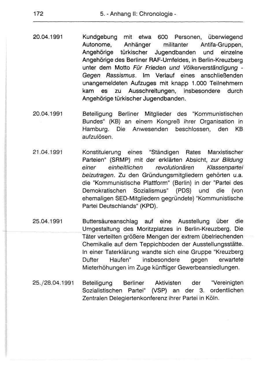Seite 174 des Verfassungsschutzbericht 1991 Berlin