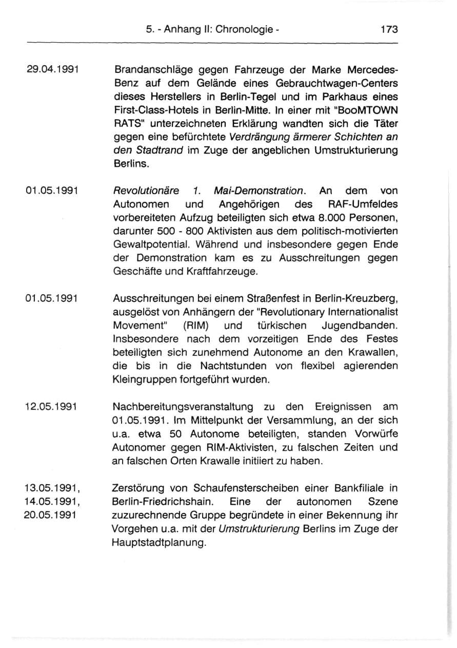 Seite 175 des Verfassungsschutzbericht 1991 Berlin