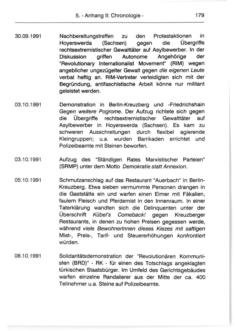 Seite 181 des Verfassungsschutzbericht 1991 Berlin