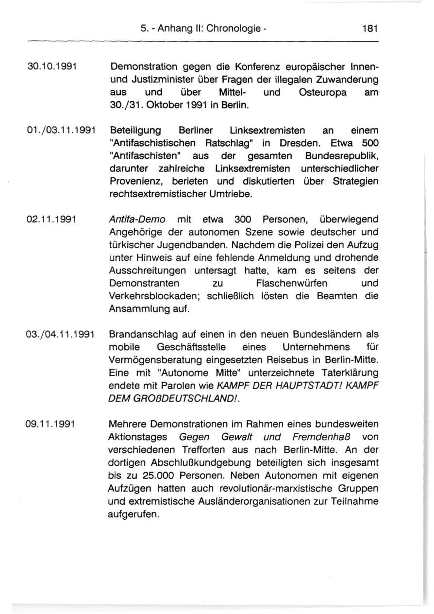 Seite 183 des Verfassungsschutzbericht 1991 Berlin