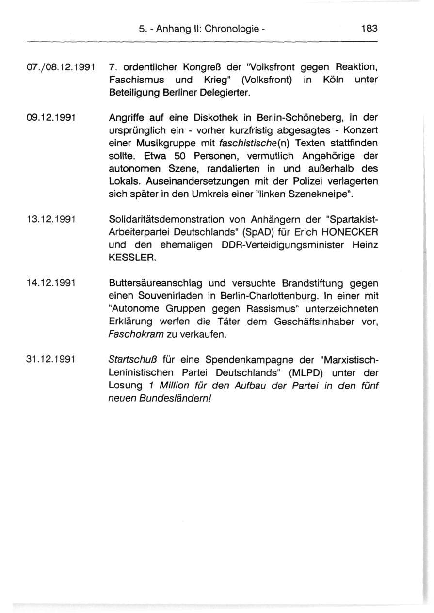 Seite 185 des Verfassungsschutzbericht 1991 Berlin