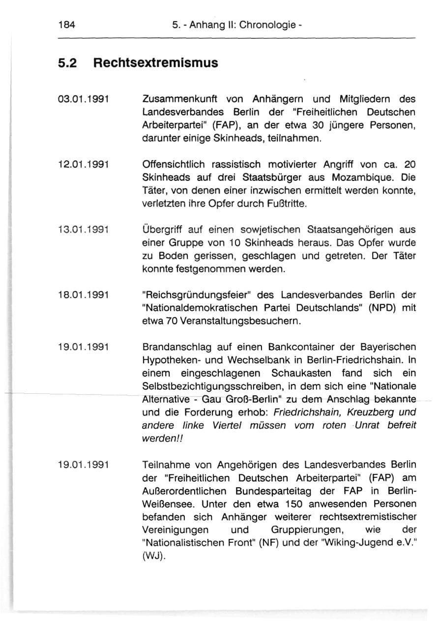 Seite 186 des Verfassungsschutzbericht 1991 Berlin