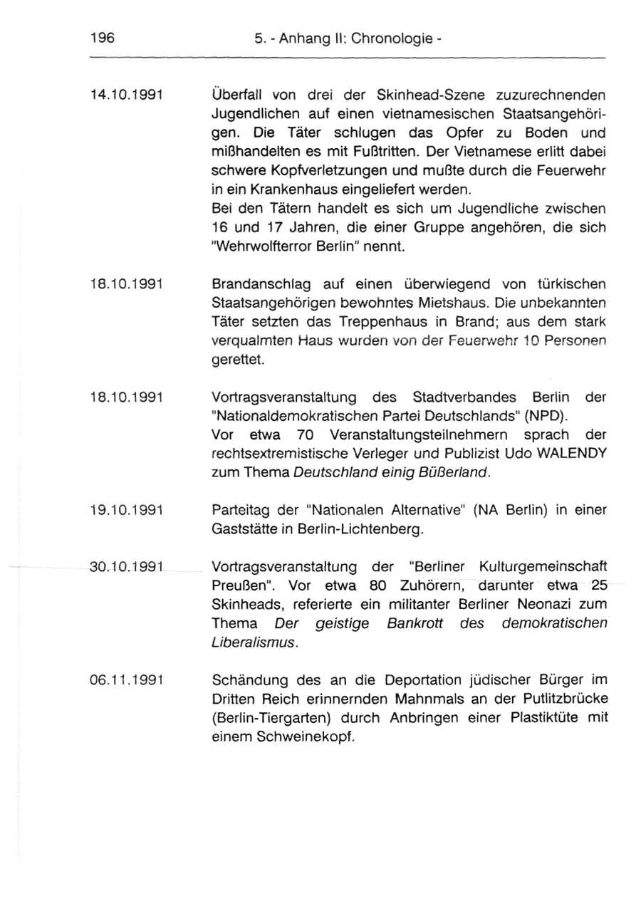 Seite 198 des Verfassungsschutzbericht 1991 Berlin