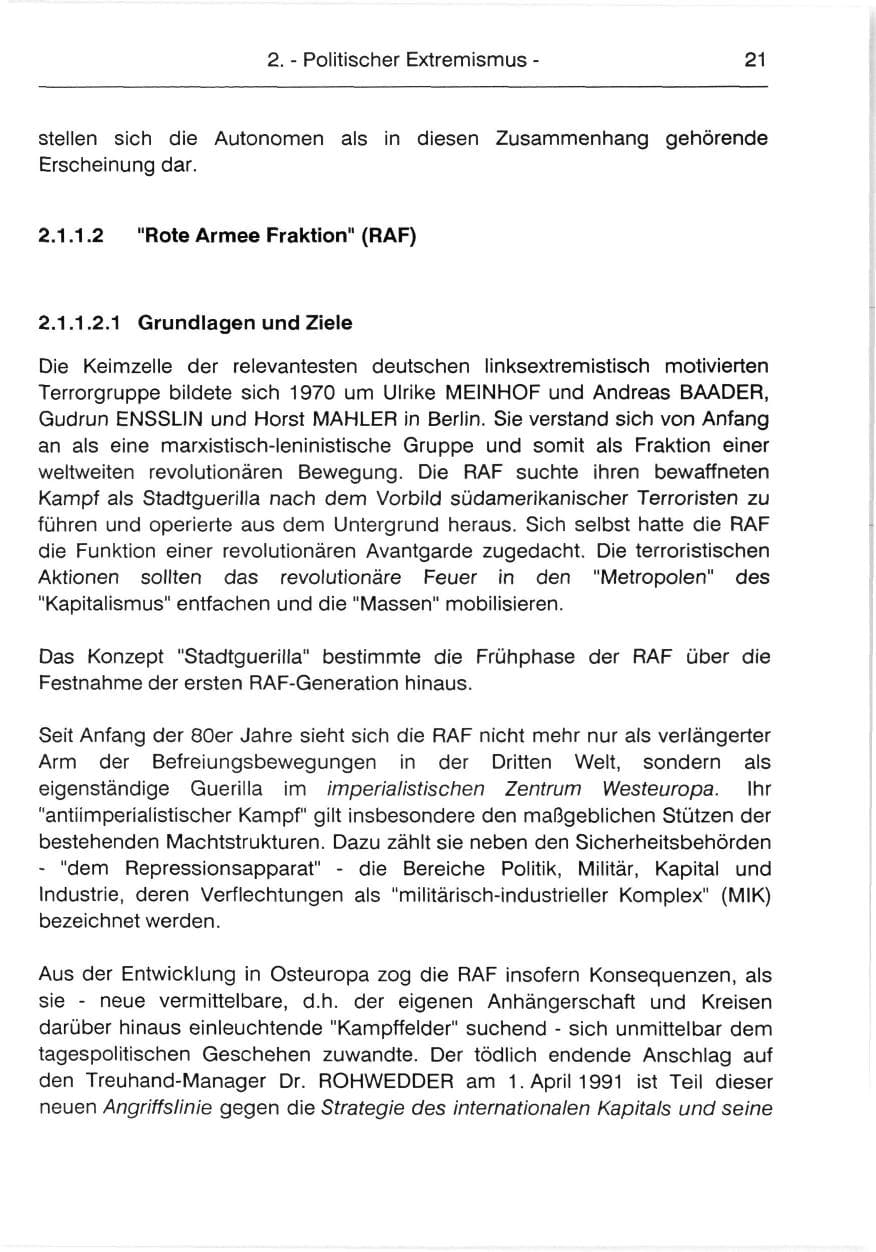 Seite 23 des Verfassungsschutzbericht 1991 Berlin