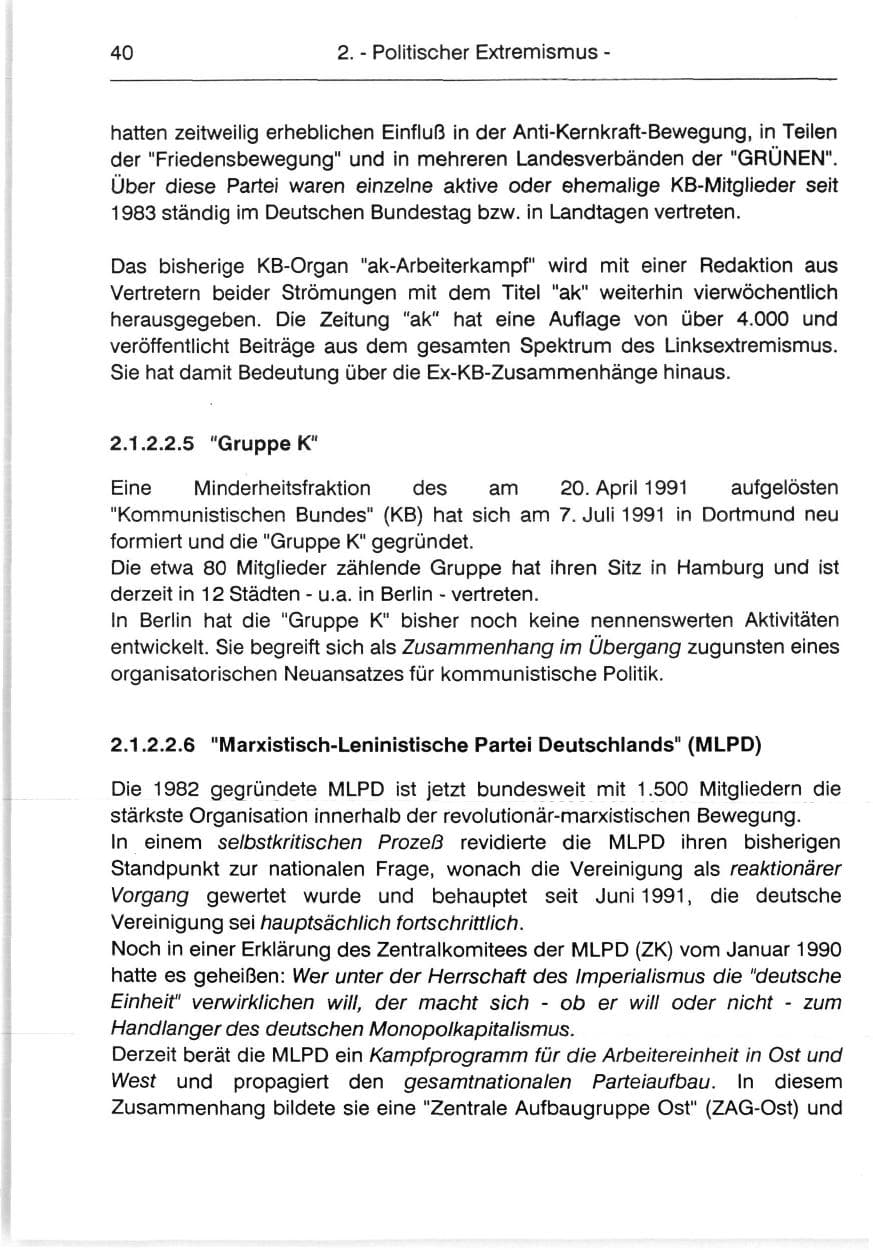 Seite 42 des Verfassungsschutzbericht 1991 Berlin