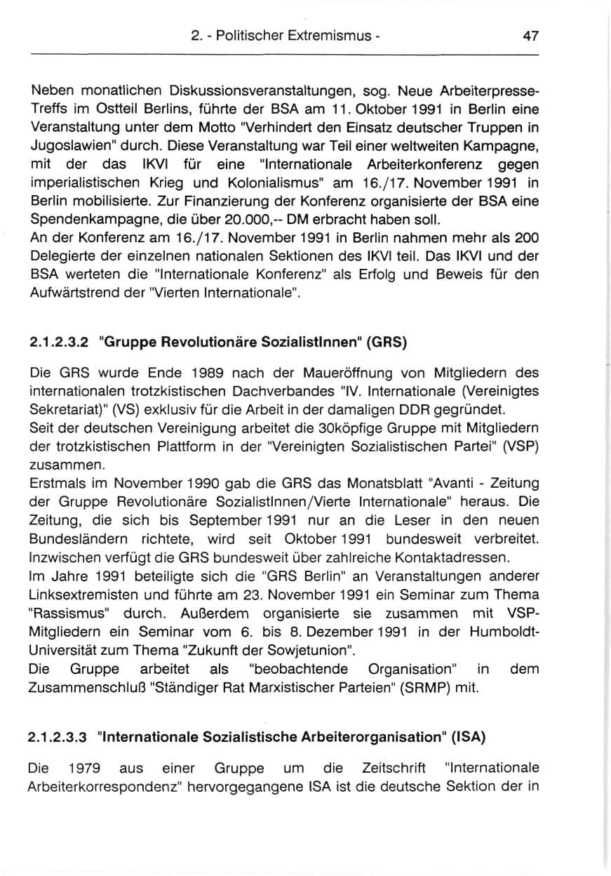 Seite 49 des Verfassungsschutzbericht 1991 Berlin