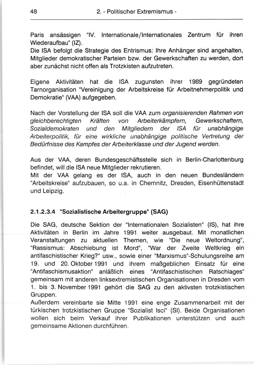 Seite 50 des Verfassungsschutzbericht 1991 Berlin