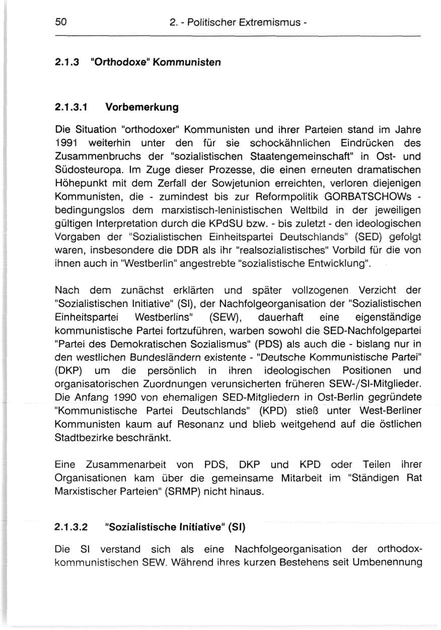 Seite 52 des Verfassungsschutzbericht 1991 Berlin