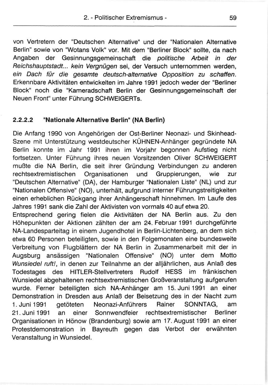 Seite 61 des Verfassungsschutzbericht 1991 Berlin