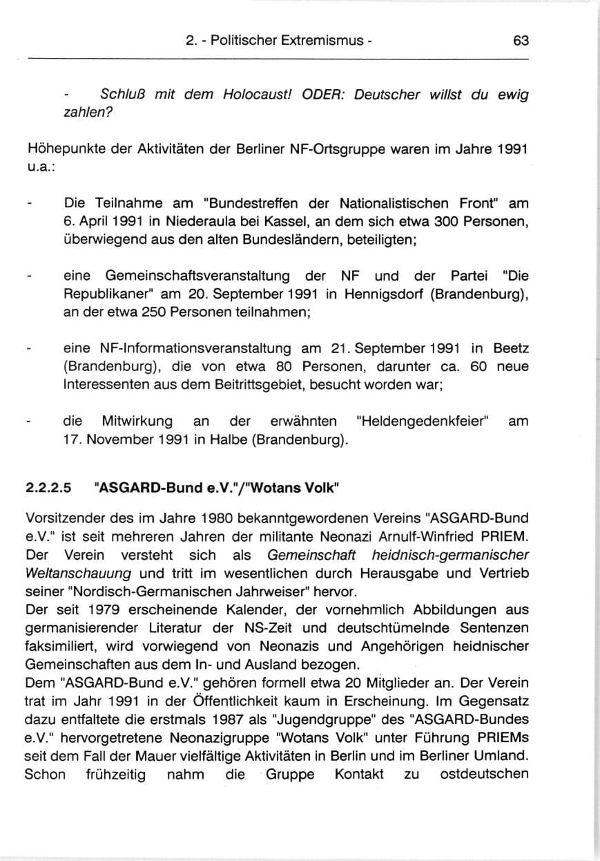 Seite 65 des Verfassungsschutzbericht 1991 Berlin