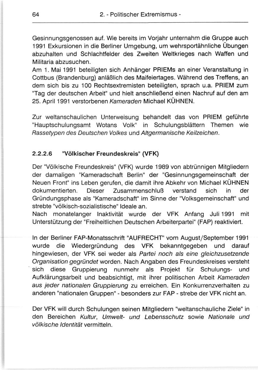 Seite 66 des Verfassungsschutzbericht 1991 Berlin