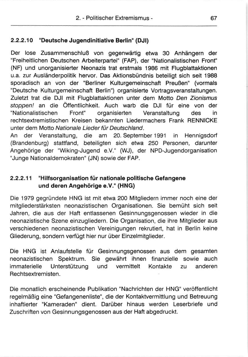 Seite 69 des Verfassungsschutzbericht 1991 Berlin