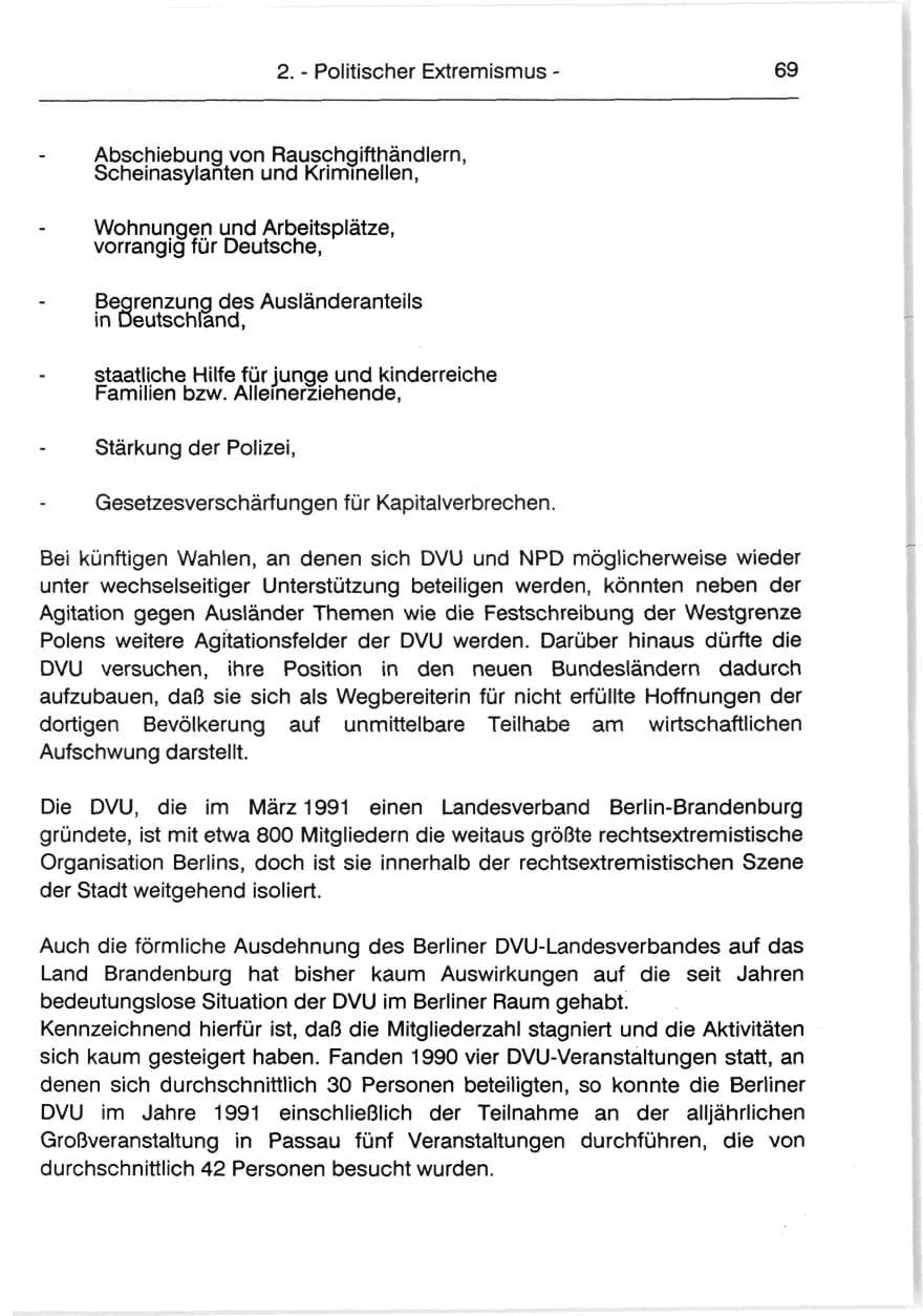 Seite 71 des Verfassungsschutzbericht 1991 Berlin