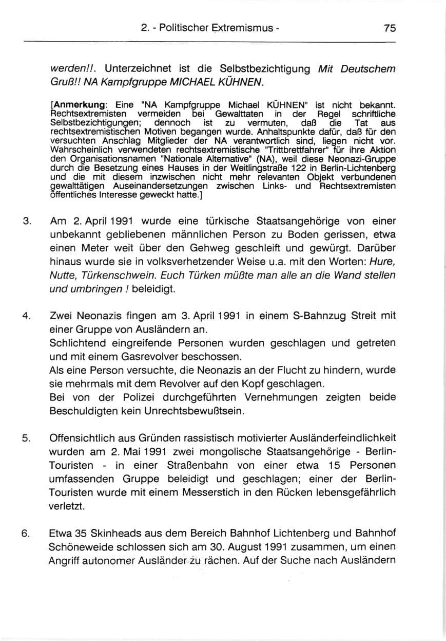 Seite 77 des Verfassungsschutzbericht 1991 Berlin